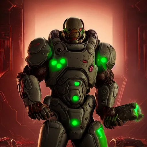 Image similar to character from doom 2 0 1 6, doom eternal