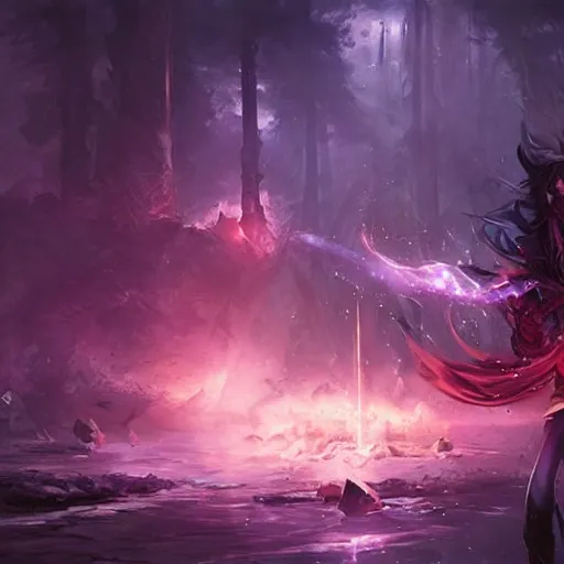 Prompt: violet dark eye spell, battlefield background, magic the gathering art, art by greg rutkowski, fantasy rpg, league of legends