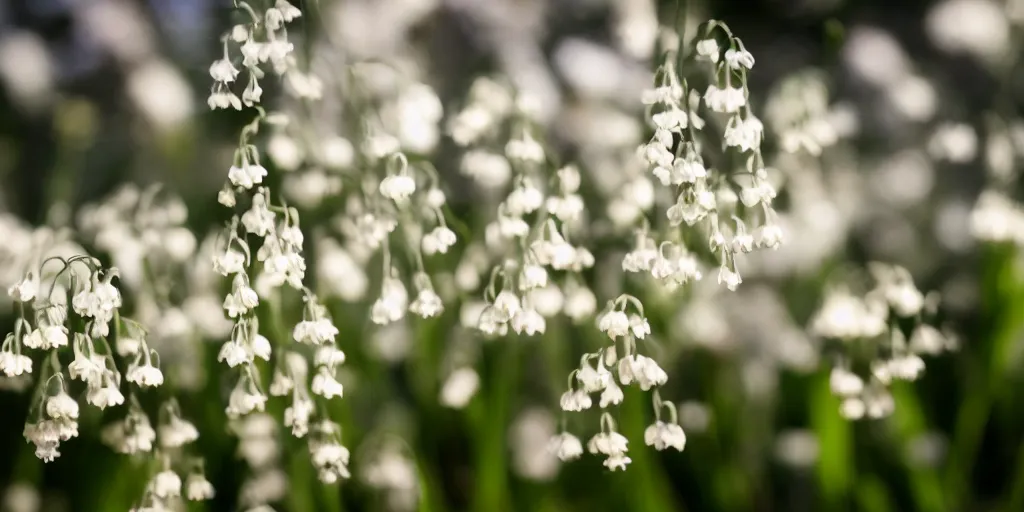 Image similar to photography of muguet in the morning sun, with bokeh