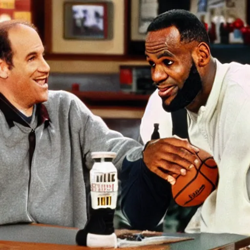 Prompt: lebron james guesting on an episode of seinfeld