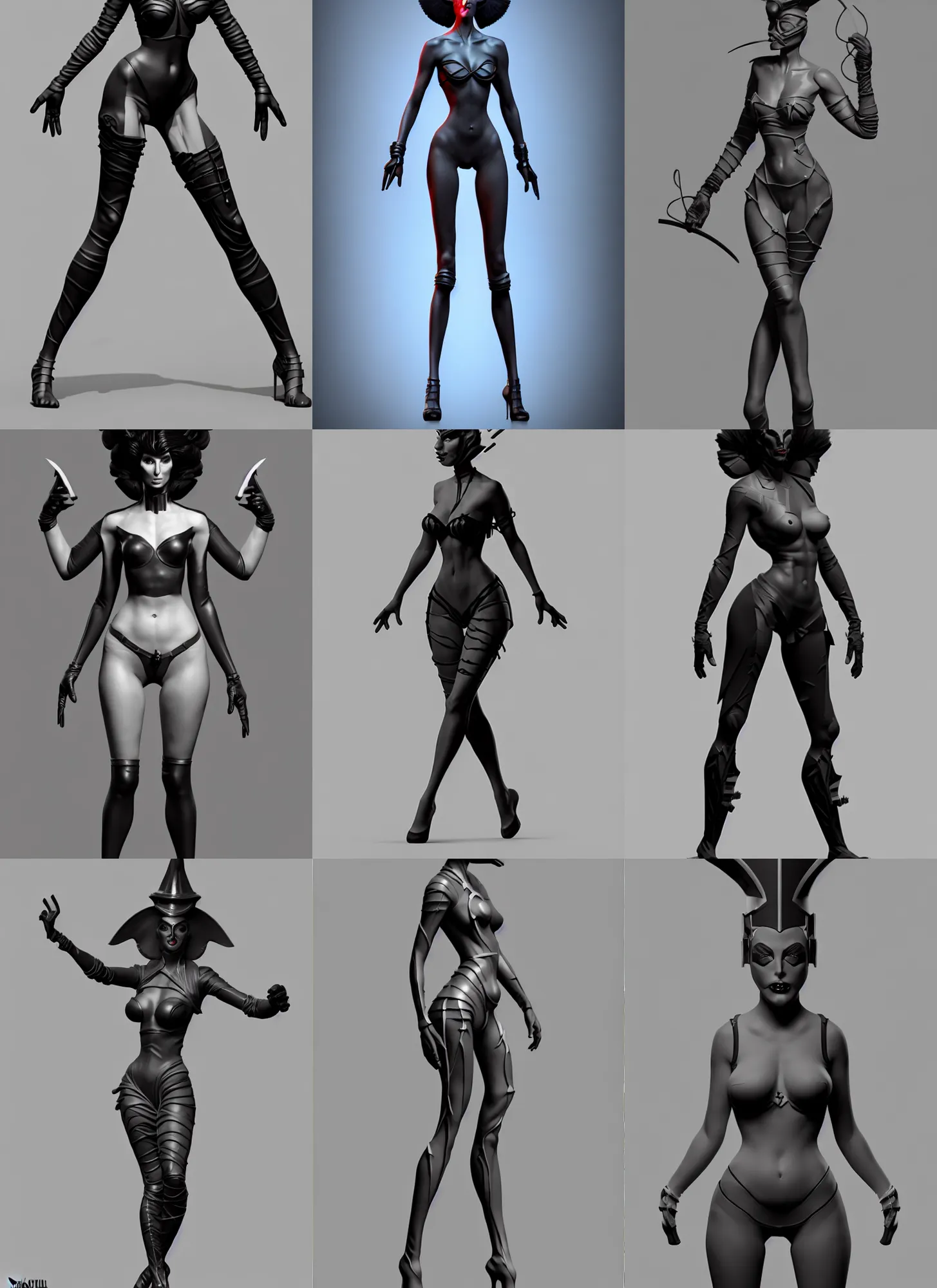 Image similar to digital zbrush concept art by morello, simon dubuc, chase stone and illustrator of riot games. just one lonely black tape project show attctive showgirl!! full body!! future head set. contour light effect!! 8 k. stage light. octane render. sharp edge. ultra clear detailed