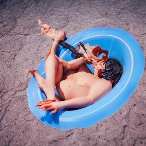 Prompt: grim reaper lying inside a kiddie pool, very detailed, very realistic, photograph, photoshoot, 5 0 mm, canon, nikon, zeiss lens, editorial, perfect composition, perfect lighting, 4 k