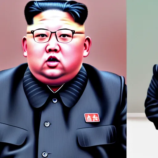 Prompt: kim jong un in bts band, 4 k, high resolution, still, landscape, hd, dslr, hyper realistic