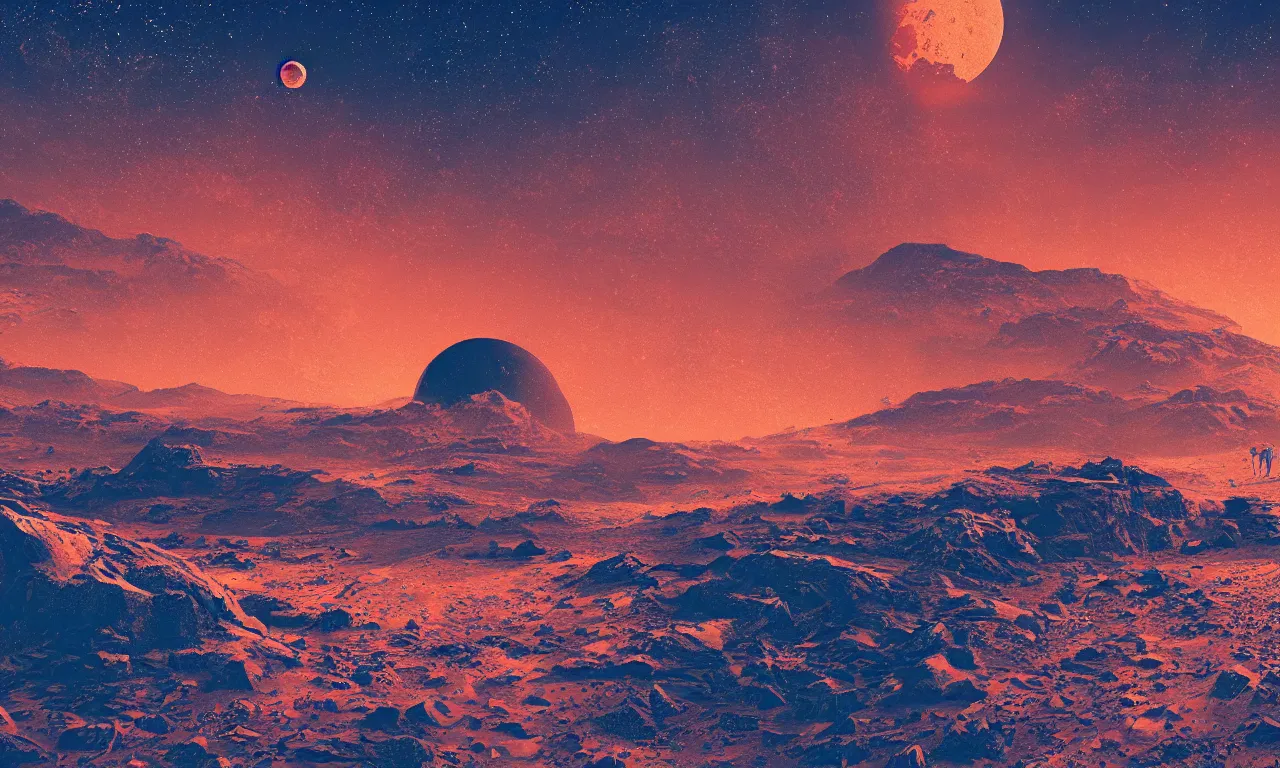 Image similar to mars and moon ground by alena aenami artworks in 4 k