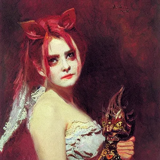 Image similar to portrait of a female demon, by nikolay makovsky.