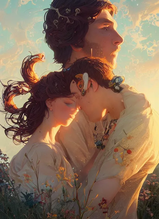 Image similar to highly detailed poster of'i love you ', stephen bliss, unreal engine, fantasy art by greg rutkowski, loish, rhads, ferdinand knab, makoto shinkai and lois van baarle, ilya kuvshinov, rossdraws, tom bagshaw, alphonse mucha, global illumination, radiant light, detailed and intricate environment