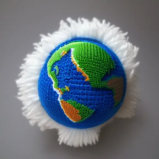 Image similar to Planet Earth, amigurumi, white background, 3d