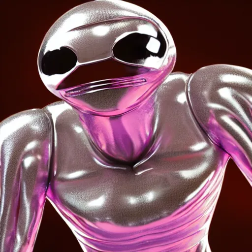 Image similar to a metallic, dancing alien