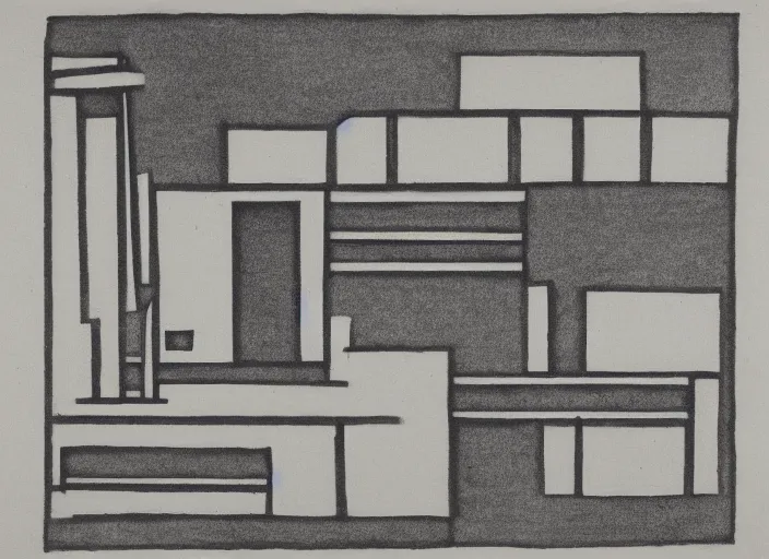 Prompt: Architectural etching by Ben Nicholson