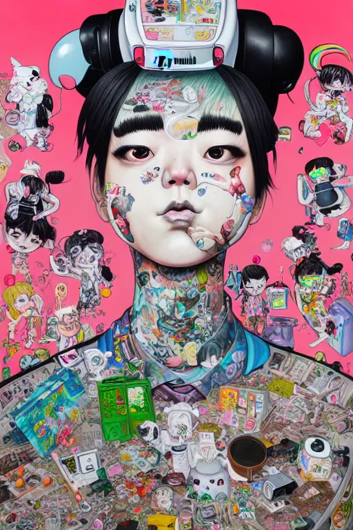 Image similar to full view, from a distance, of anthropomorphic trashcan, style of yoshii chie and hikari shimoda and martine johanna, highly detailed