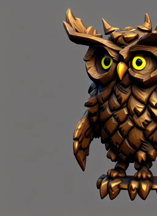 Prompt: owl bear, stylized stl fantasy miniature, 3 d render, activision blizzard style, hearthstone style