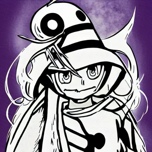 Image similar to wizard, illustrated by mato and ken sugimori, manga, black and white illustration