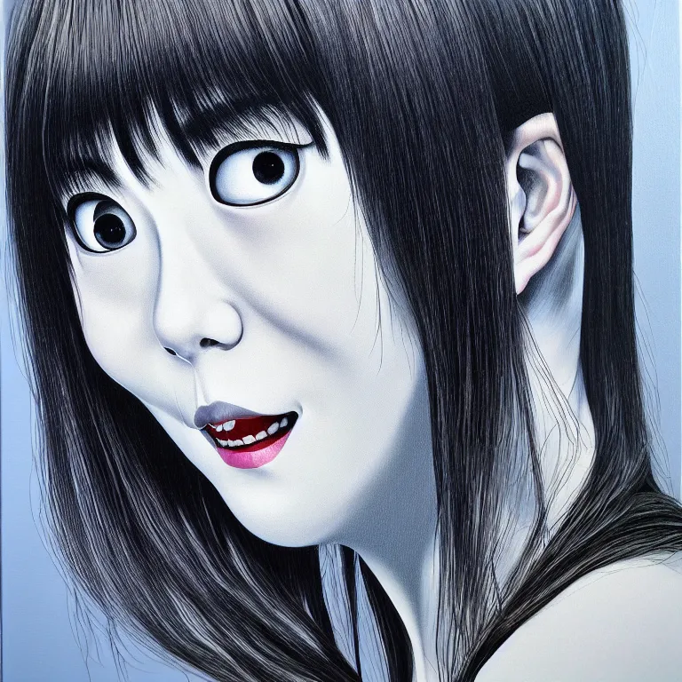 Image similar to light up my life. by junji ito, hyperrealistic photorealism acrylic on canvas