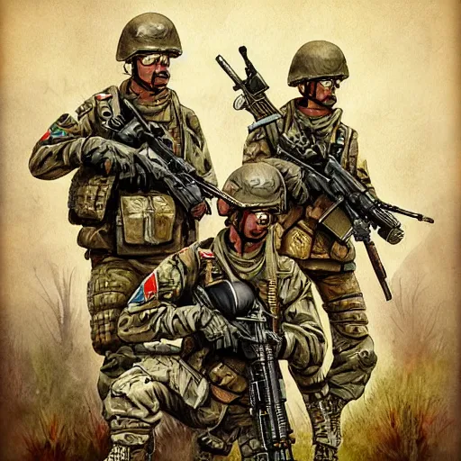 Image similar to retro, hd illustration of professional military troops, inspired by watercolor masterpieces, trending on artstation, 4 k