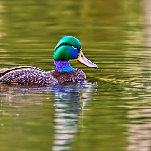 Image similar to a colorful mallard floating on a lake in the foothills of mount saint helens