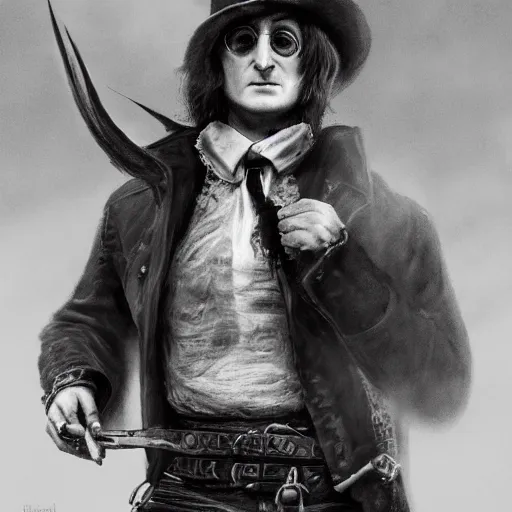 Prompt: john lennon as jack the ripper, ultra realistic, concept art, intricate details, highly detailed, photorealistic, octane render, 8 k, unreal engine, art by frank frazetta, simon bisley, brom