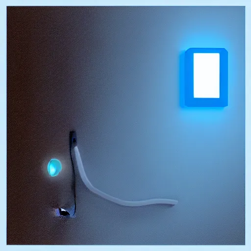 Image similar to Sentient Glowing Blue Canary Night Light in the Outlet by the Light Switch Is Watching Over a Sleeping Child in the Bedroom, Digital Illustration, Artstation