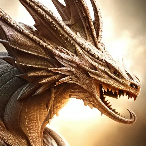 Image similar to Perfectly-centered portrait-photograph of a real life godly dragon creature with shining scales descending from heaven, proportional balance, in-frame, full figure lifelike, super highly detailed, professional digital painting, artstation, concept art, Unreal Engine 5, Photorealism, HD quality, 8k resolution, cinema 4d, 3D, beautiful, cinematic, art by artgerm and greg rutkowski and alphonse mucha and loish and WLOP