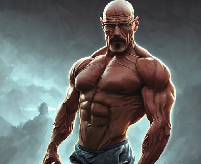 An athletic Walter white as a body builder in a | Stable Diffusion | OpenArt
