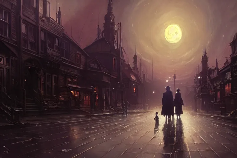 Image similar to an victorian city, scene in the night with a tentacle horror in the sky. full moon, 1 8 9 0, key visual, conceptart, ambient lighting, highly detailed, digital painting, artstation, concept art, sharp focus, by makoto shinkai and akihiko yoshida and greg manchess