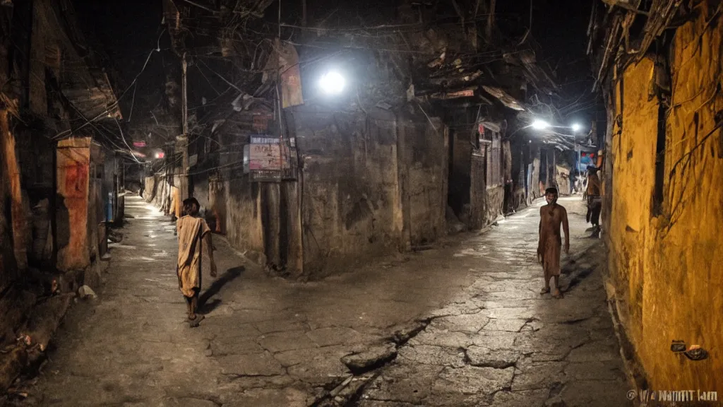 Image similar to khyah nepali demon roaming the streets of kathmandu at night, moonlight, scary looking