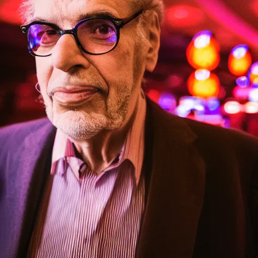 Image similar to Donald Fagen at a casino, XF IQ4, f/1.4, ISO 200, 1/160s, 8K, RAW, unedited, symmetrical balance, in-frame, Facial Retouch