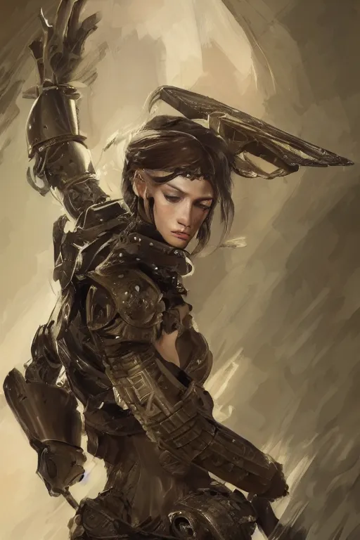 Prompt: a professional portrait of an attractive young female, partially clothed in battle armor, olive skin, long dark hair, beautiful bone structure, symmetrical facial features, intricate, elegant, digital painting, concept art, illustration, sharp focus, from Metal Gear, in the style of Ruan Jia and Mandy Jurgens and GregRutkowski and William-Adolphe Bouguerea