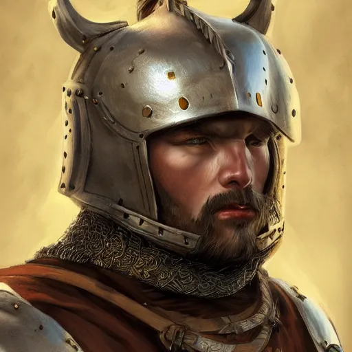 Image similar to Portrait of a human-bear warrior in Nordic armor, fantasy, medieval, highly detailed, Artstation