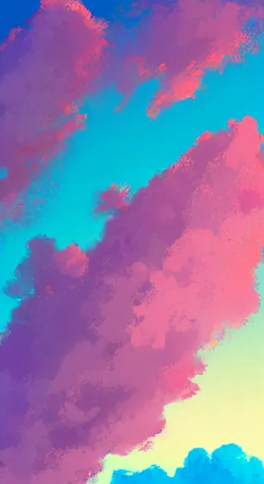 Image similar to pink clouds, under blue clouds, under black sky, smooth, cartoonish and simplistic, background artwork, digital art, award winning