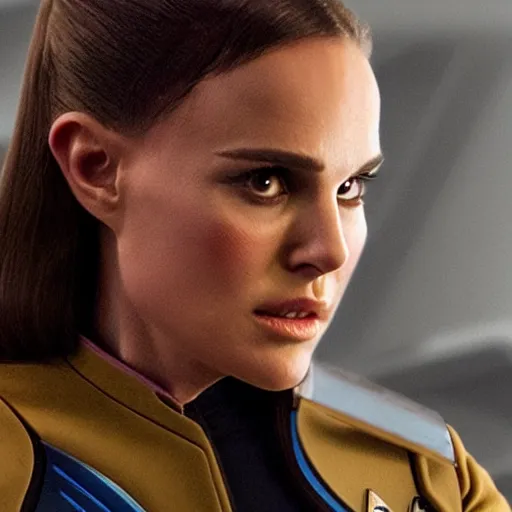 Prompt: Natalie Portman in Star Trek, (EOS 5DS R, ISO100, f/8, 1/125, 84mm, Instagram, prime lense)