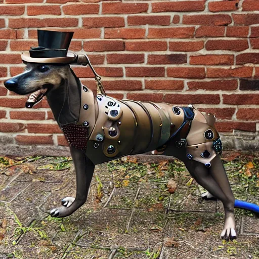 Prompt: steampunk greyhound dog