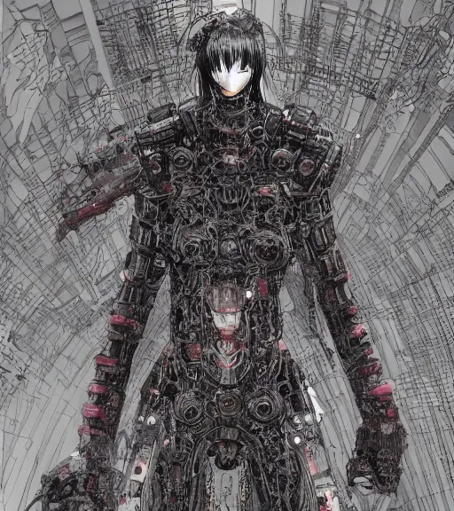 Image similar to colored manga, by tsutomu nihei, tarkovsky, majestic ancient tower of babylon of terror, a woman in cyber clothing, hyperrealistic, blame manga, full color, cyber architecture, intricate, illustration, concept art, hyper - detailed, smooth, masterpiece, epic, cinematic, high quality