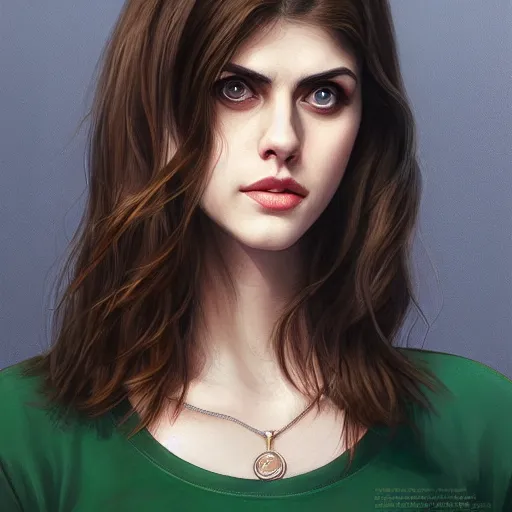 Image similar to Alexandra Daddario, portrait by Stanley Artgerm Lau