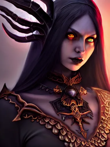 Image similar to dark sorceress, warcraft, dark souls : : illustrated by artgerm, moebius, tooth wu : : quixel megascans, ray - tracing, redshift render, 8 k, insanely detailed and intricate, elegant, design, weta digital, wlop, artstation, imaginefx, photorealism, character design : : gothic, dark fantasy