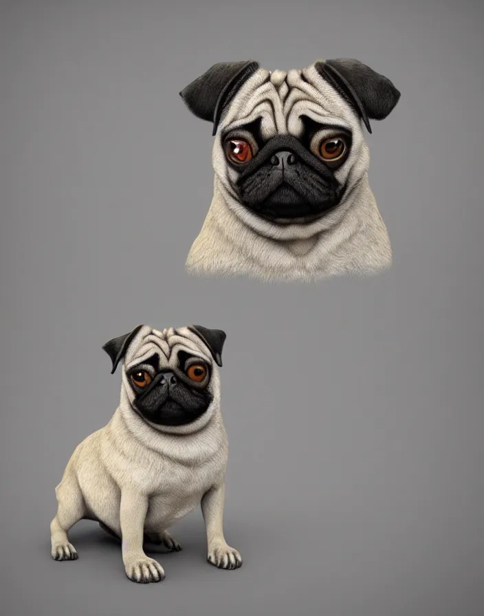 Image similar to a pug dog morphed with Boris the animal, intricate artwork by artstation. octane render, cinematic, hyper realism, 8k, depth of field.