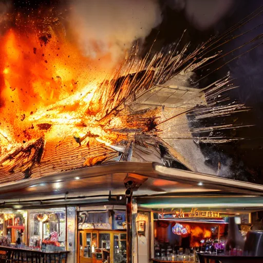 Prompt: Wendy's restaurant exploding, high resolution 8k, photography, tragic,