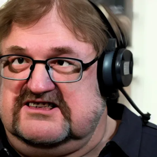 Image similar to Gabe Newell at E3 teasing Half Life-3, eal life, hyperrealistic, ultra realistic, realistic, highly detailed, epic, HD quality, 8k resolution, dramatic, dramatic lighting, dramatic angle