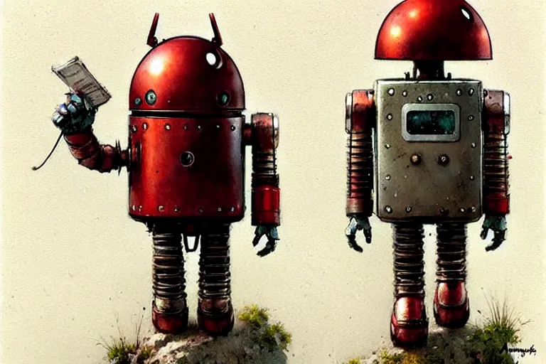 Image similar to adventurer ( ( ( ( ( 1 9 5 0 s retro future robot android knomes. muted colors. ) ) ) ) ) by jean baptiste monge!!!!!!!!!!!!!!!!!!!!!!!!! chrome red