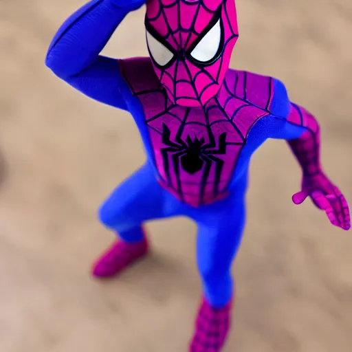 Image similar to spider man drinking purple liquid from the chug