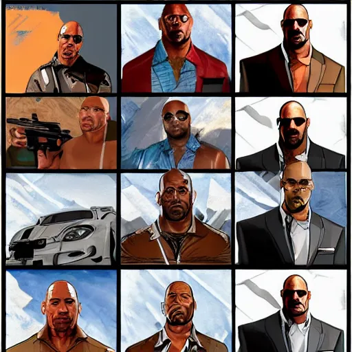 Image similar to Dwayne Johnson in GTA art style