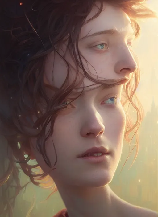 Image similar to highly detailed portrait of a potrait in a potrait, stephen bliss, unreal engine, fantasy art by greg rutkowski, loish, rhads, ferdinand knab, makoto shinkai and lois van baarle, ilya kuvshinov, rossdraws, tom bagshaw, alphonse mucha, global illumination, radiant light, detailed and intricate environment