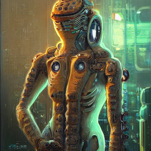 Image similar to hyperrealistic portrait of a squid monster astronaut, full body portrait, well lit, intricate abstract. cyberpunk, intricate artwork, by Tooth Wu, wlop, beeple. in the style of Jin Kagetsu, James Jean and wlop, highly detailed, sharp focus, intricate concept art, digital painting, ambient lighting, 4k, artstation