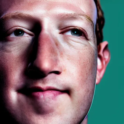 Image similar to close up portrait of mark zuckerberg, but has patches of lizard skin, 8 k, bokeh