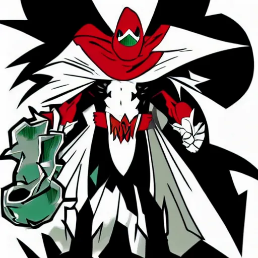 Image similar to Spawn by Todd-MacFarlene, SVG, Vector sticker, flat colors, full-body, uncropped, white-space-surrounding-subject