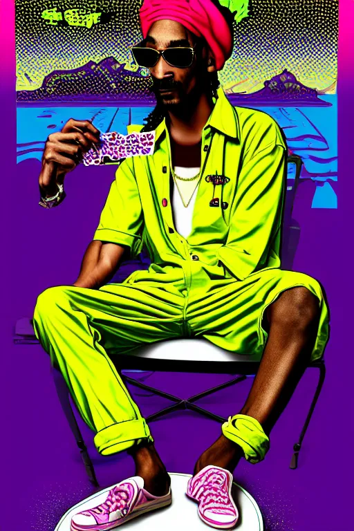 Image similar to snoop dogg smoke someone feet, gta vice city style, smooth painting, each individual seeds have ultra high detailed, 4 k, illustration, comical, acrylic paint style, pencil style, torn cosmo magazine style, pop art style, ultra realistic, underrated, by mike swiderek, jorge lacera, ben lo, tyler west