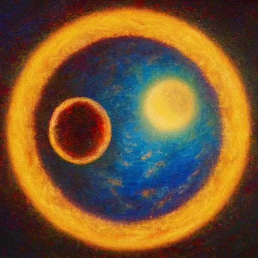 Prompt: an impressionist painting of the sun and moon dancing into infinity, aesthetically pleasing composition, masterpiece, 4k, 8k W 704