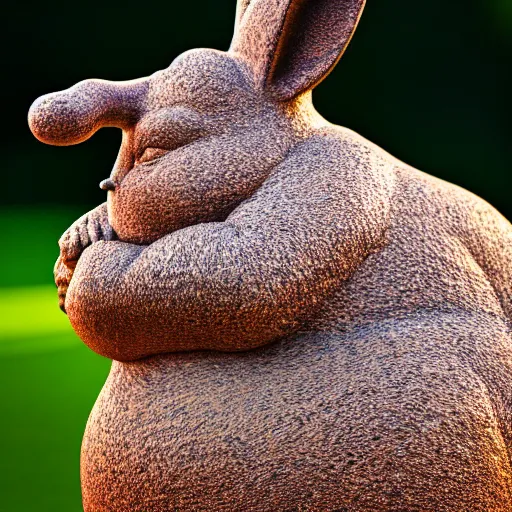 Image similar to photograph portrait of Big Chungus, intricate detail, sigma 85mm f/1.4, 4k, depth of field, high resolution, 4k, 8k, hd, full color