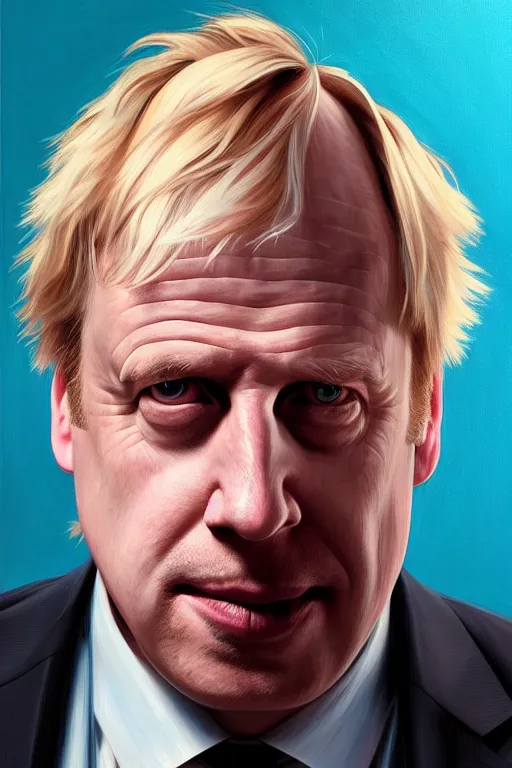 Image similar to Boris Johnson as Saul Goodman, Better Call Saul, realistic portrait, symmetrical, highly detailed, digital painting, artstation, concept art, smooth, sharp focus, illustration, cinematic lighting, art by artgerm and greg rutkowski and alphonse mucha