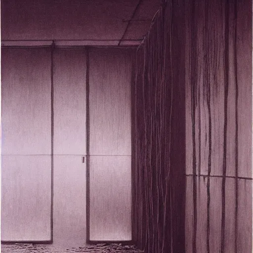 Image similar to liminal space, backrooms, by zdzislaw beksinski