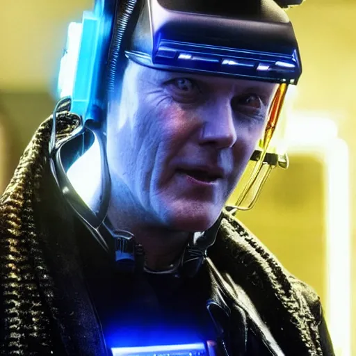 Image similar to Anthony Head as Cyberpunk Uther